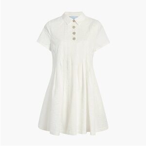 Hill House Rosalind Dress Jacquard Rhinestone Button Winter White Sz XL